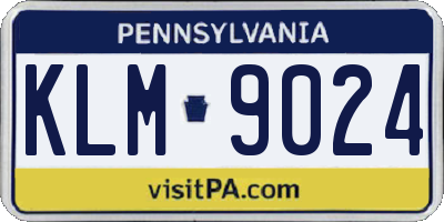PA license plate KLM9024