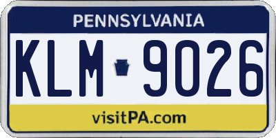PA license plate KLM9026