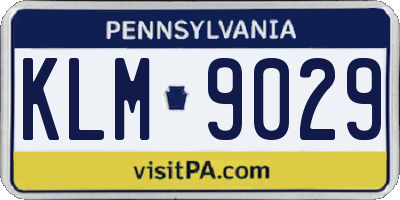 PA license plate KLM9029