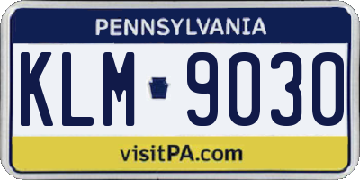 PA license plate KLM9030