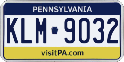 PA license plate KLM9032