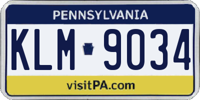 PA license plate KLM9034
