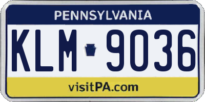 PA license plate KLM9036