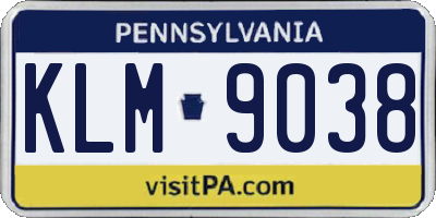 PA license plate KLM9038