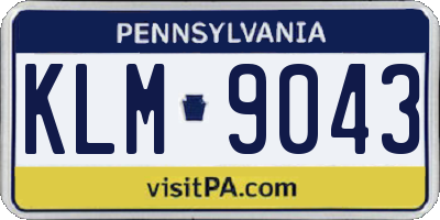 PA license plate KLM9043