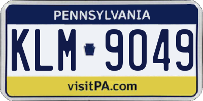 PA license plate KLM9049