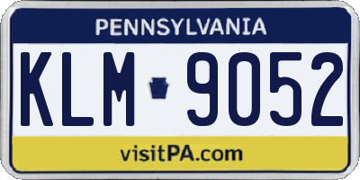 PA license plate KLM9052