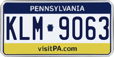 PA license plate KLM9063