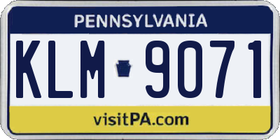 PA license plate KLM9071