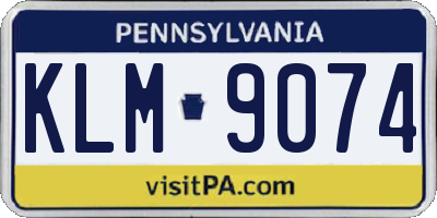 PA license plate KLM9074