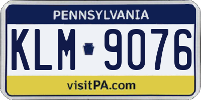 PA license plate KLM9076