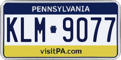 PA license plate KLM9077