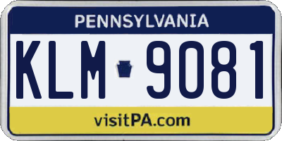 PA license plate KLM9081