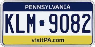PA license plate KLM9082