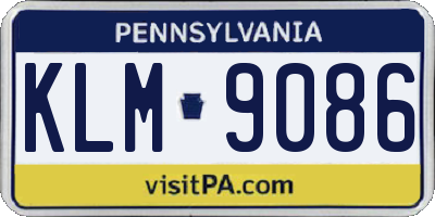 PA license plate KLM9086