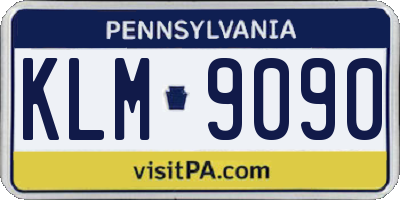 PA license plate KLM9090