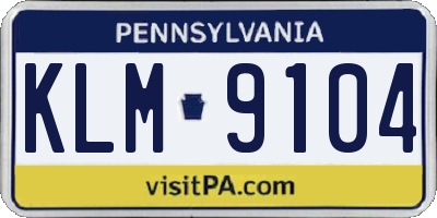 PA license plate KLM9104