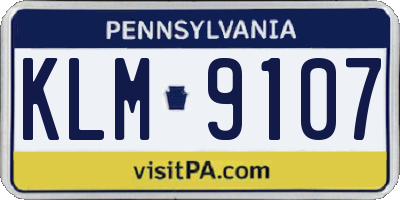 PA license plate KLM9107