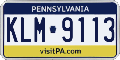 PA license plate KLM9113