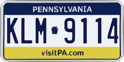 PA license plate KLM9114