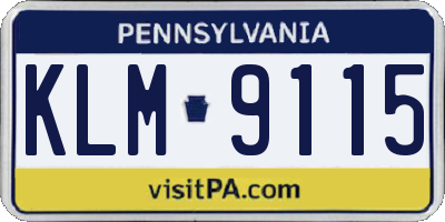 PA license plate KLM9115