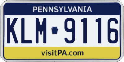 PA license plate KLM9116