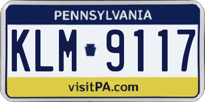 PA license plate KLM9117