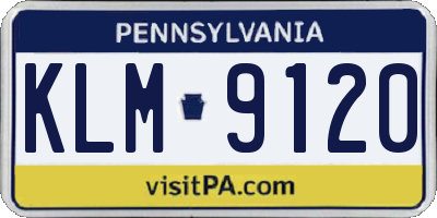 PA license plate KLM9120