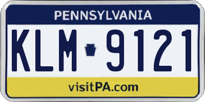 PA license plate KLM9121