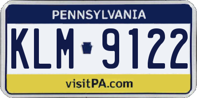 PA license plate KLM9122