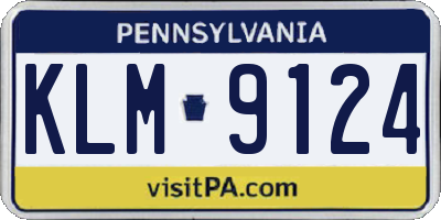 PA license plate KLM9124