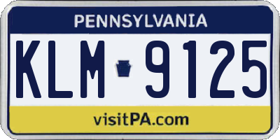 PA license plate KLM9125