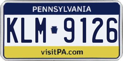 PA license plate KLM9126