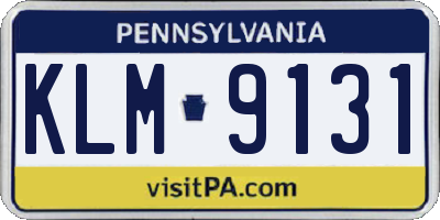 PA license plate KLM9131