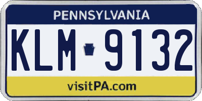 PA license plate KLM9132