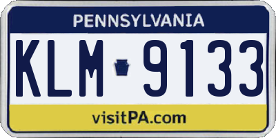 PA license plate KLM9133