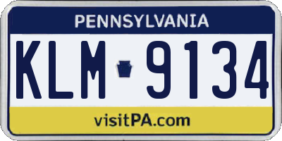 PA license plate KLM9134