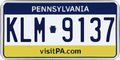 PA license plate KLM9137