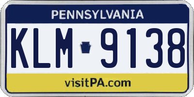 PA license plate KLM9138