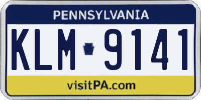 PA license plate KLM9141
