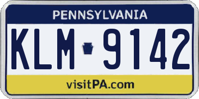 PA license plate KLM9142
