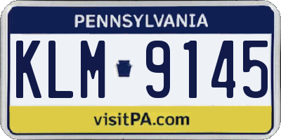PA license plate KLM9145