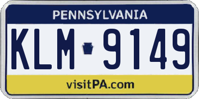 PA license plate KLM9149