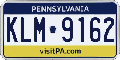 PA license plate KLM9162