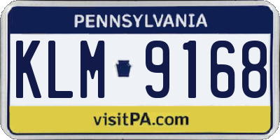 PA license plate KLM9168