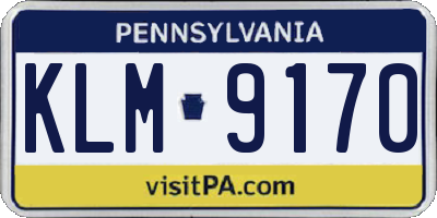 PA license plate KLM9170