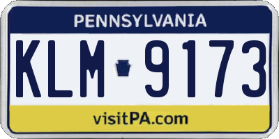 PA license plate KLM9173