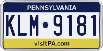 PA license plate KLM9181