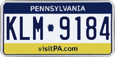 PA license plate KLM9184