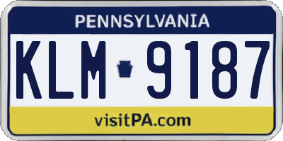 PA license plate KLM9187